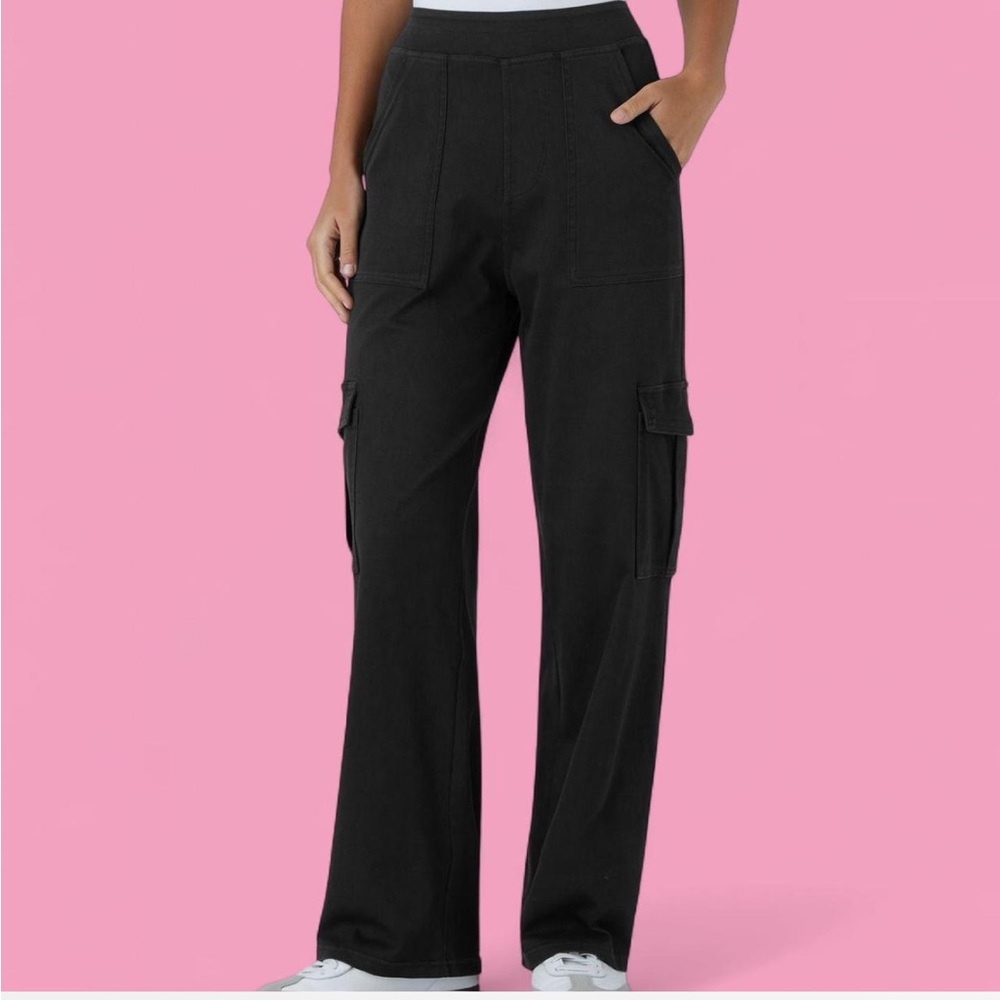 Black Wide Leg Cargo Pants